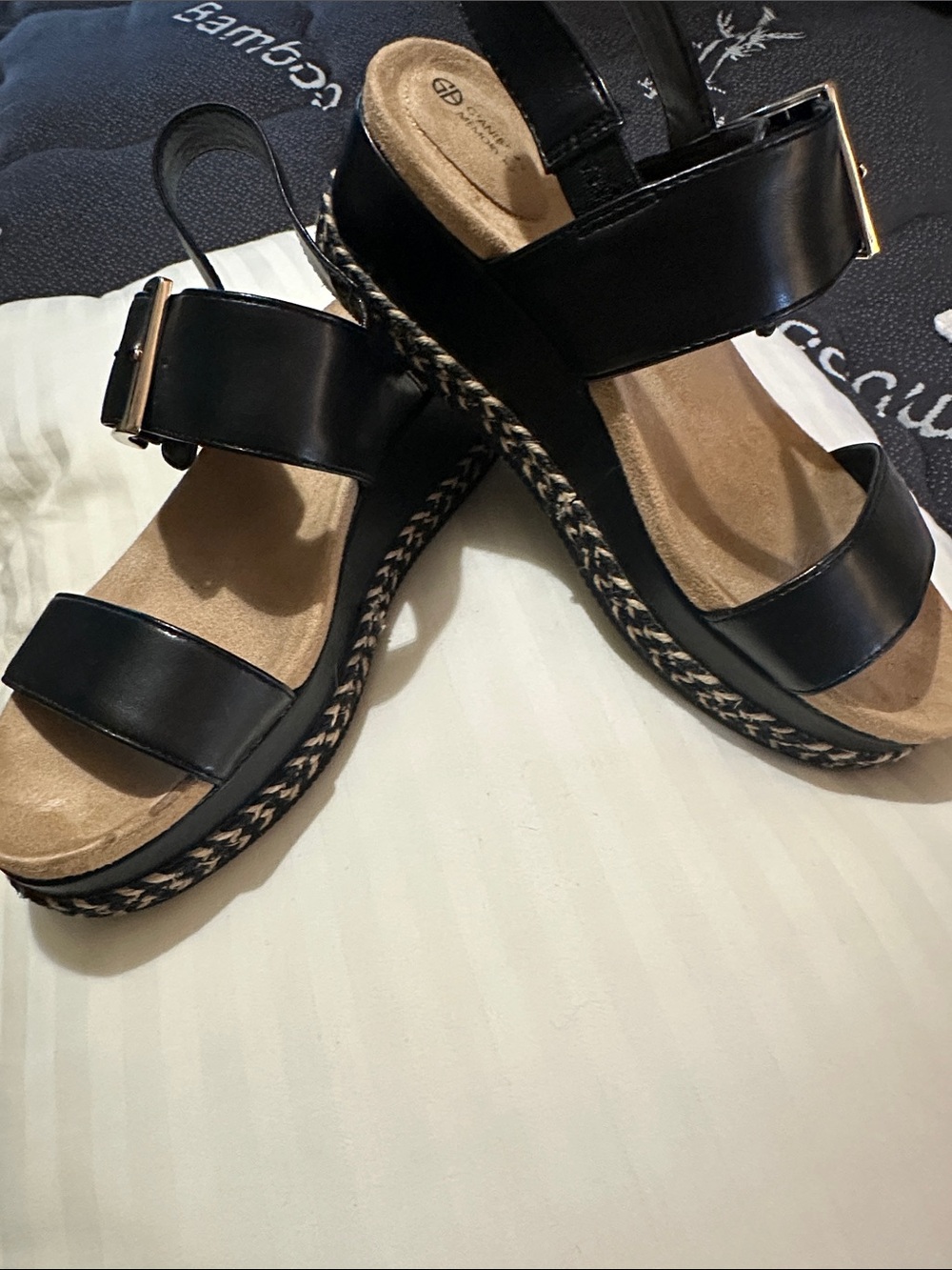 Giani Bernini Black Two-Strap Slingback Sandals with Buckle
